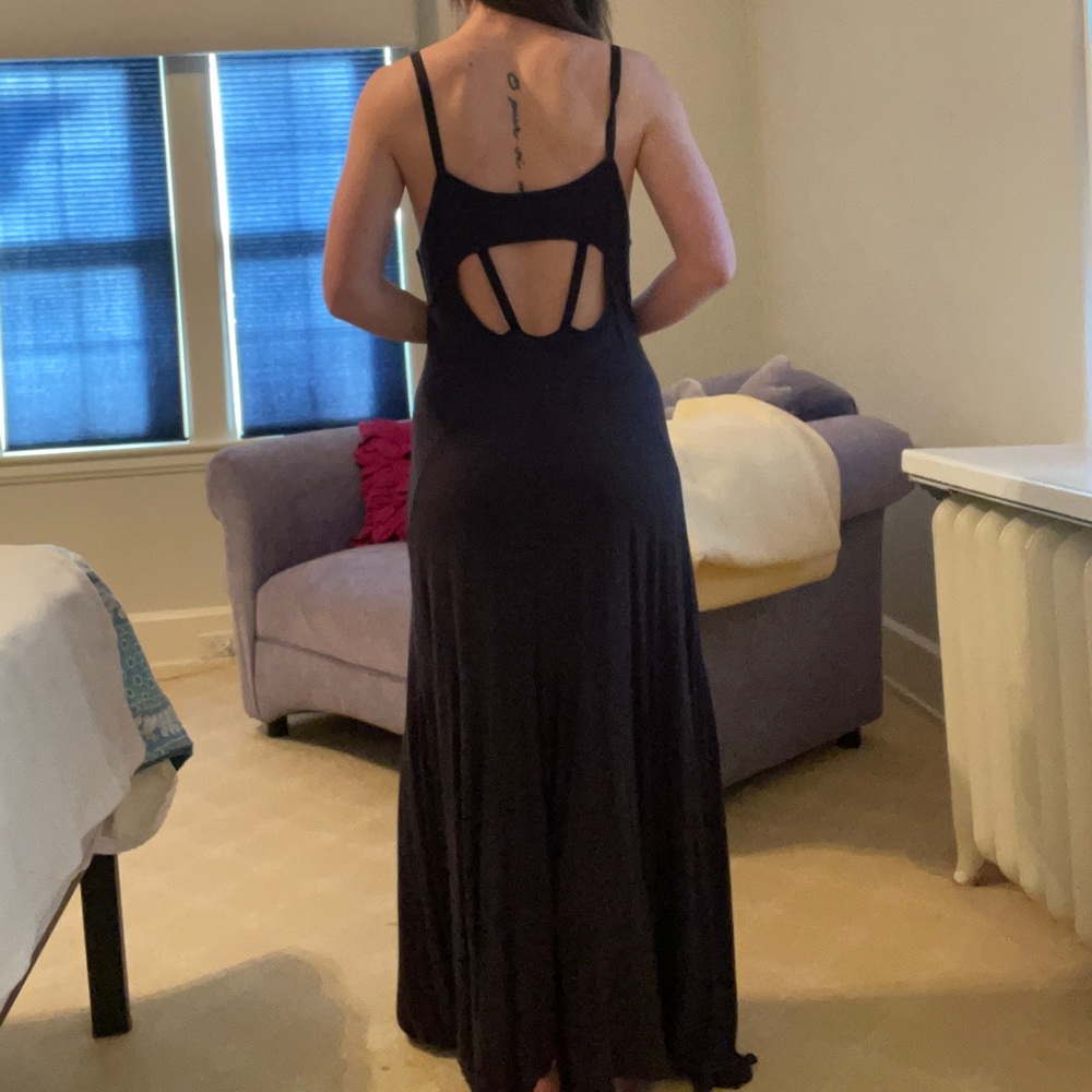 Top Shop open Back Black Maxi Dress